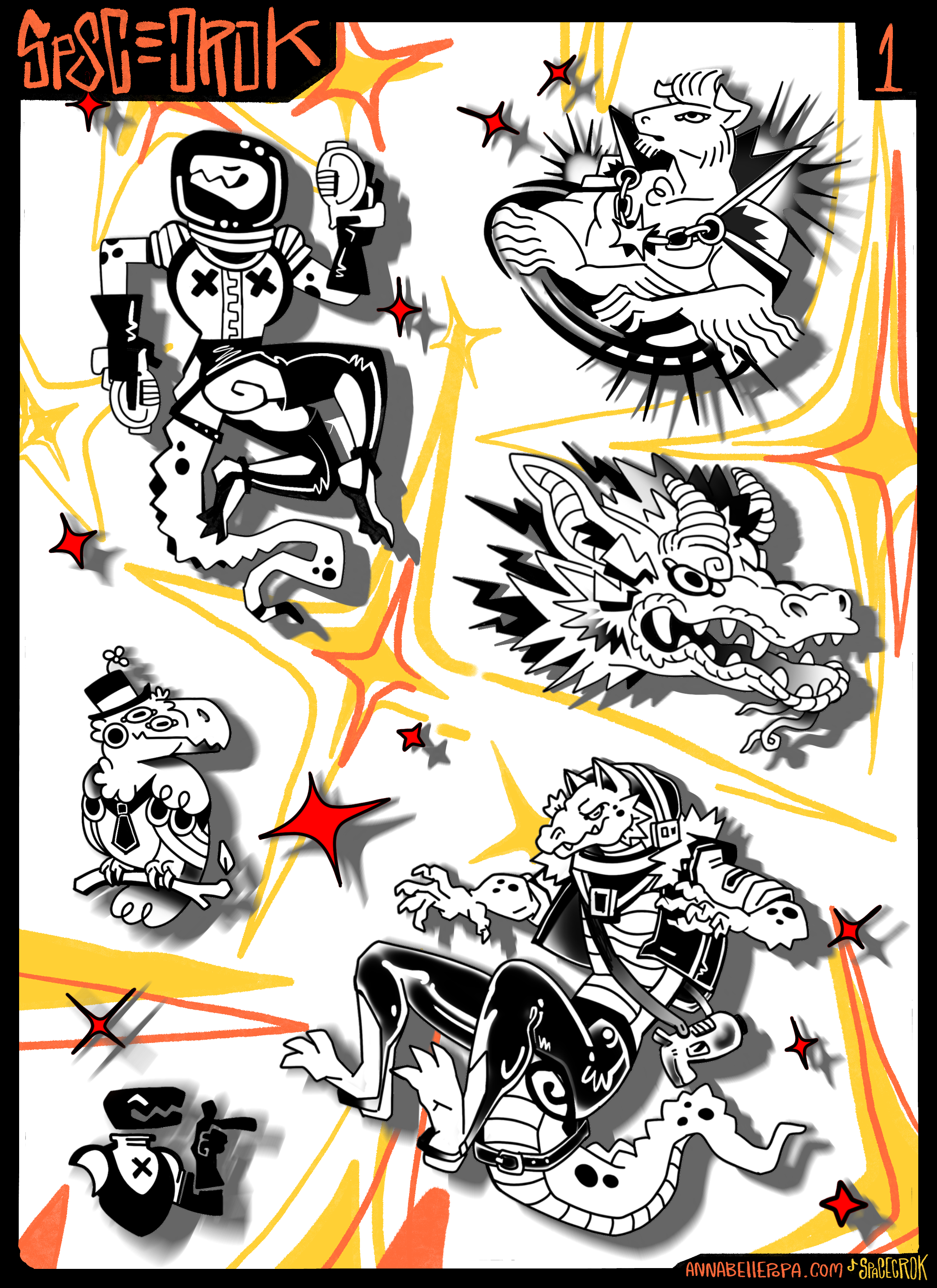 Sp8c3Crok Flash Sticker Sheet